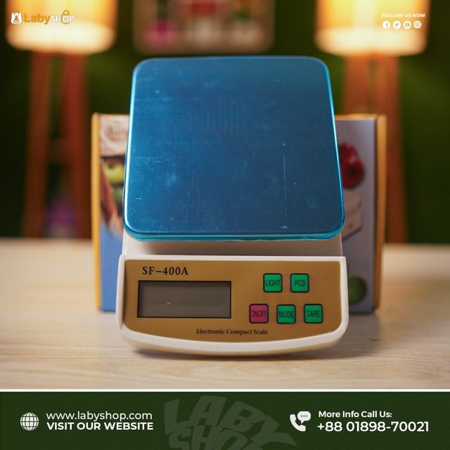 Electric Compact Kitchen Scale (Stainless Steel Plate) 1gm-10kg Capacity Model:SF-400A