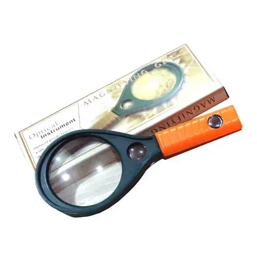 Hand Magnifying Glass 65 mm, Orange and Green