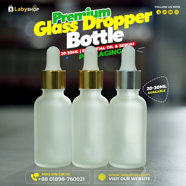 China Premium Quality 30ML Frosted Dropper Glass Bottle