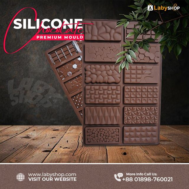 Silicone Chocolate Bar Molds - Rectangle Energy Bar Mold 12 Design for Homemade Candy & Protein Bars