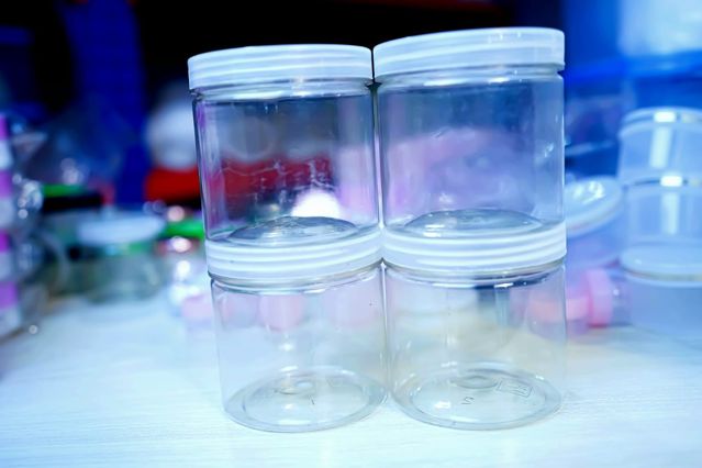 Spare Parts Casket (Transparent Plastic Dibba) 8.5cm Chemical Jar 250gm