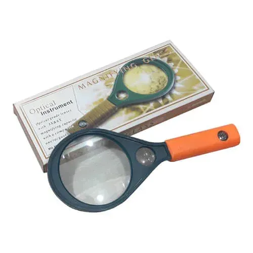 Hand Magnifying Glass 75 mm, Orange-Green